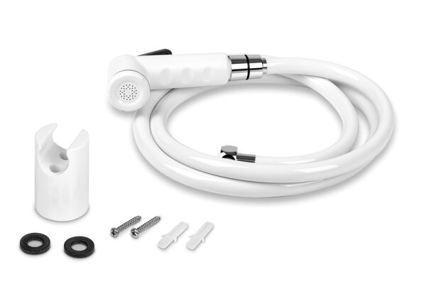 Ensemble de douche blanc avec levier de verrouillage, 150 cm