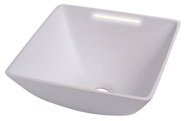 Design-Waschbecken viereckig mit LED-Beleuchtung - Weiß
