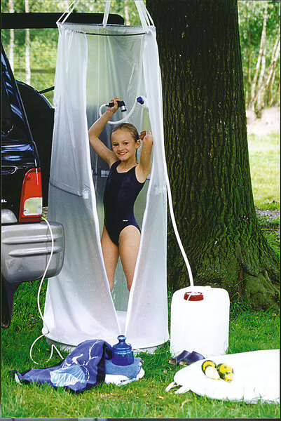 Douche de voyage ronde avec baignoire, diam. 70cm