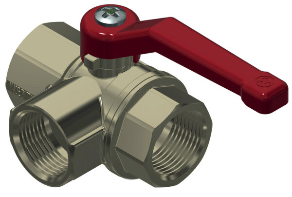 3 way aluminum stopcock, 1/2" female thread, with long handle