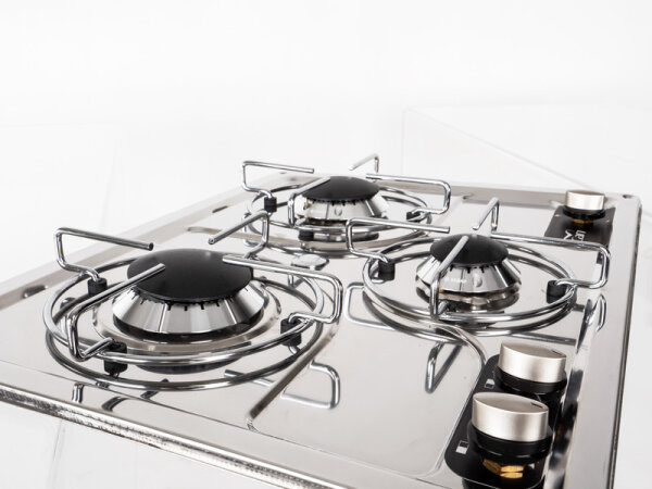 Poêle 3-flammes inox L47 x P36 x H4+9 cm