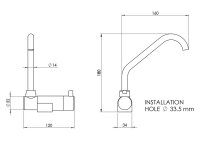 Single lever mixer for washbasins 350x320x180