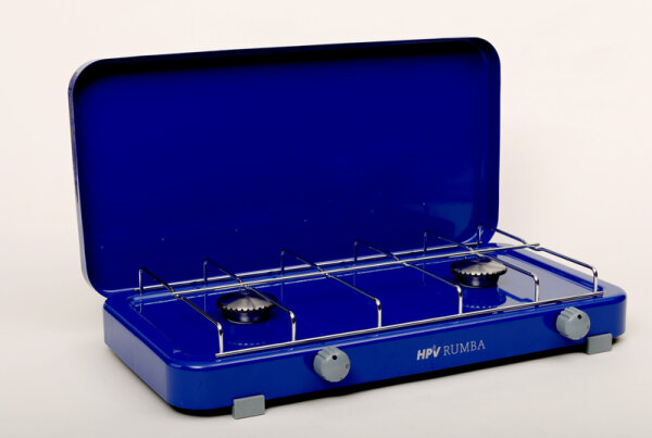 Gaskocher Rumba mit Piezo und Zündsicherung 2-flammig - Blau - 50 mbar
