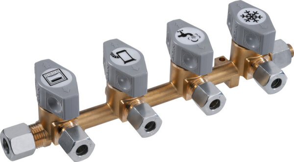 4-way quick shut-off valve for 8 mm gas pipe