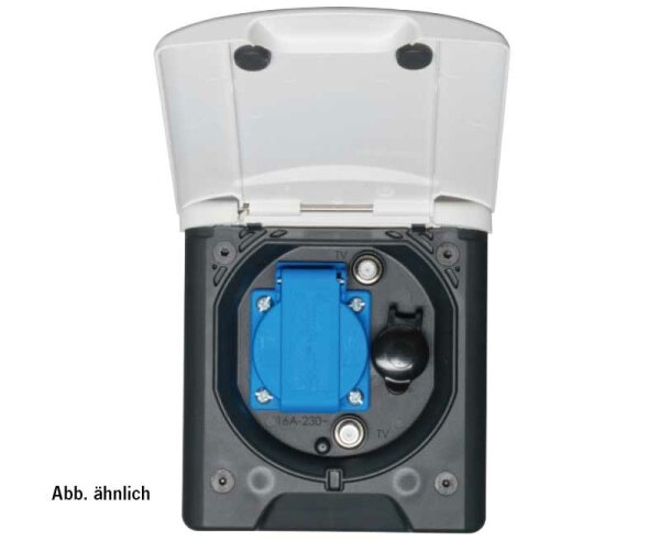 Universal awning socket 12V with magnetic closure light grey