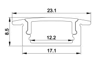 Auminium-Profil für LED-Bänder - Flach - Länge 1,5 m