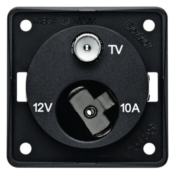 Prise dantenne TV avec prise 12V, anthracite