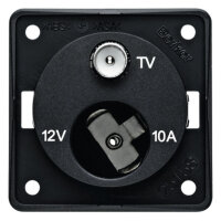Prise dantenne TV avec prise 12V, anthracite