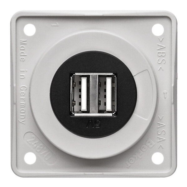 Berker USB-Ladesteckdose 12V zweifach polarweiß-gl., Einsatz schwarz