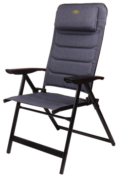 Chaise de camping en aluminium Pasadena confortablement rembourrée, Camp4, pliable, renforcée 6 fois.