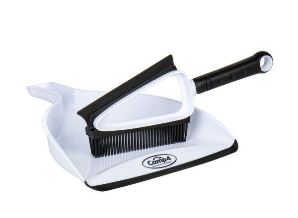 Ensemble brosse à main et pelle à poussière en silicone - Blanc / Noir