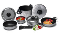 Aluminum camping pot set Rocky - 9 pieces