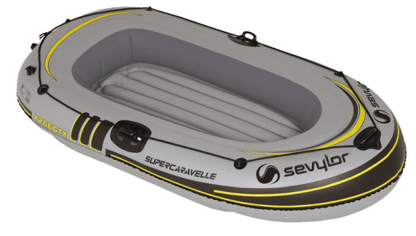 Ruderboot SUPERCARAVELLE - Grau - Mit 2 Rudern und Fußpumpe