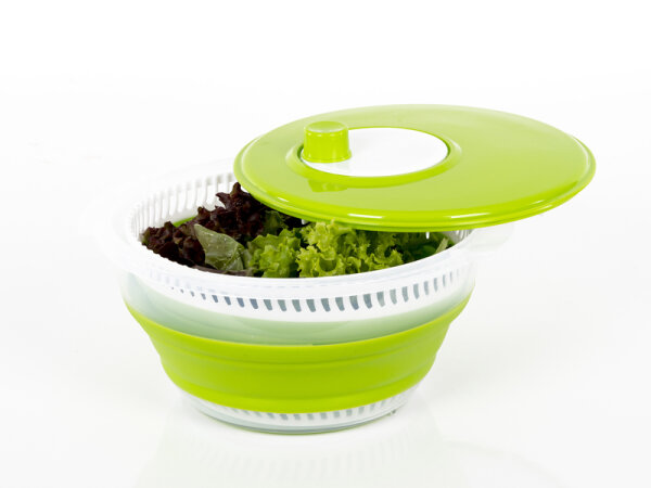 essoreuse à salade pliable, citron vert/blanc, également passoire et bol, avec couvercle