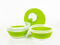 essoreuse à salade pliable, citron vert/blanc, également passoire et bol, avec couvercle