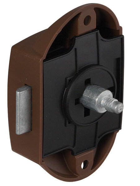 Push-Lock screw-on deadbolt lock - Can be operated from one side - Brown