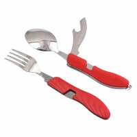 Campingbesteck 4in1 Edelstahl - rot