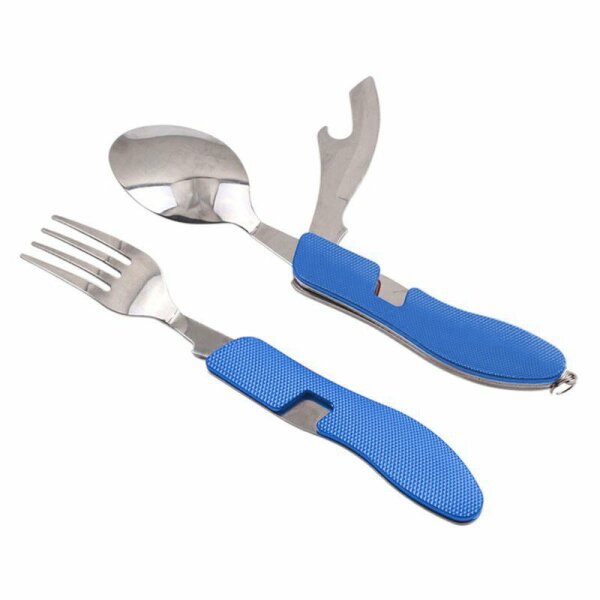 Campingbesteck 4in1 Edelstahl - blau