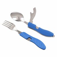 Campingbesteck 4in1 Edelstahl - blau