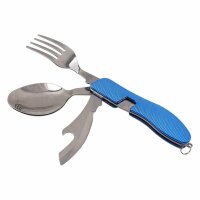 Campingbesteck 4in1 Edelstahl - blau