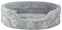 Bett Jimmy Soft, Softplüsch, oval, hellgrau