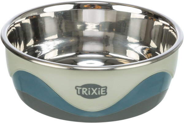 Edelstahlnapf mit Silikon - 0,4 l/ø 14cm, weiss/grau/blau