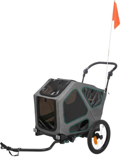 Fahrrad-Anhänger, S: 41,5×59×78/130 cm grau/salbei
