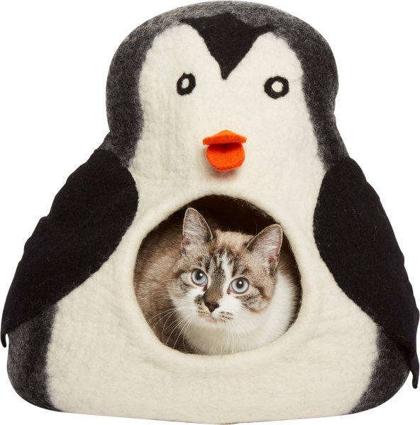 DDKC Höhle Pinguin, schwarz/weiss - 36x34x30cm