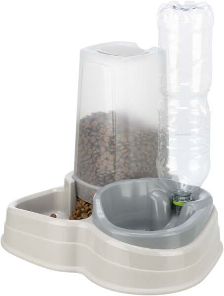 Futter- und Wasserspender, Kunststoff, 3,5 l/ grau/taube - 37×32×31cm