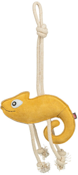 Chamäleon am Tau, Leder/Tau, 45cm