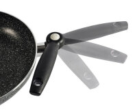 Non-stick pan BEAVER BRAND with foldable handle diam. 26 cm, aluminum color stone grey