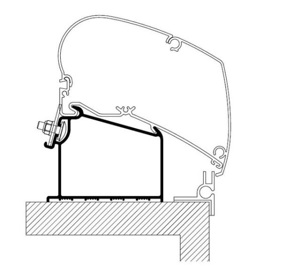 Adapter rail 4-part for Thule Omnistor roof awning Series 6 / 9 Adria Caravan from 2015