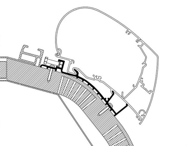 Rail adaptateur 500 cm pour store de toit Thule Omnistor Serie 6 / 9 Carthago C-Line à partir de 2014