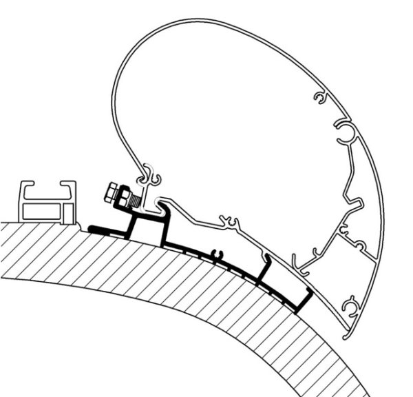 Adapter rail 450 cm for Thule Omnistor roof awning Series 6 / 9 Carthago Chic