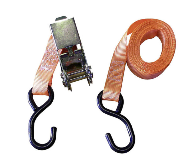 Spanngurt mit Ratsche 2,5  x 200 cm Fb. orange Belastung 680 kg 1 Stück SB