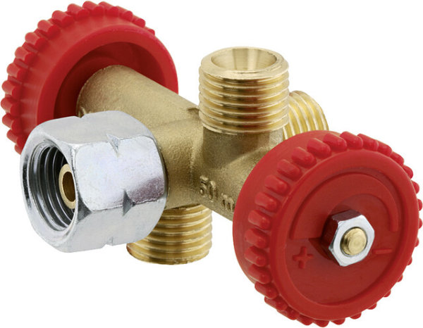 Branch valve G 1 / 4 LH-ÜM x 2 outlets G 1 / 4 LH-ÜM