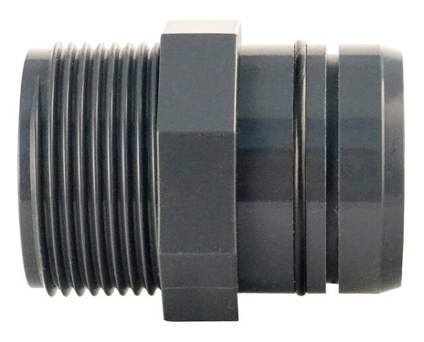 Tube connector straight 40/32 mm with AG 1 ¼ inch 40 mm Drainage system GrauGELB®