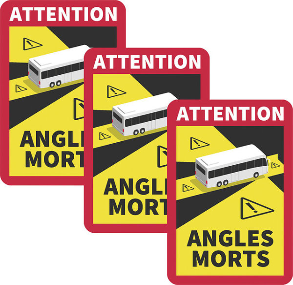 Autocollant angle mort IWH pour véhicules sup. à 3,5 t en France avec aimant Contenu 3 pces