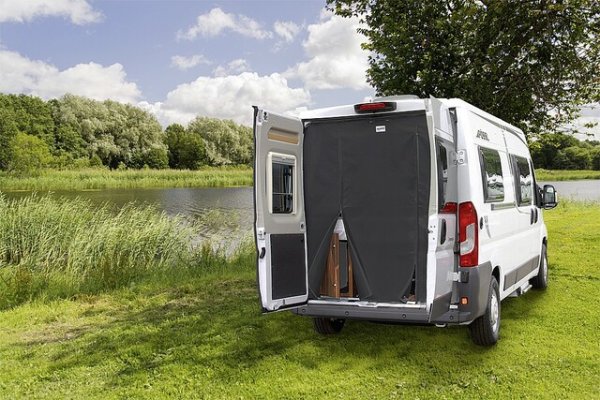 Rideau moustiquaire HINDERMANN Fiat Ducato àpd 2007, porte arrière, découpe de porte H2 large