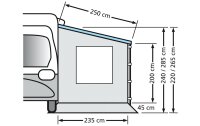 Universal side wall for motorhomes, With windows, 220 cm, Without upright poles