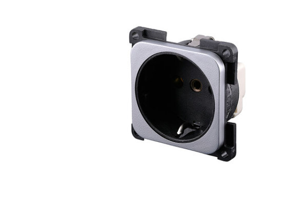 Prise schuko, 2 pôles argente