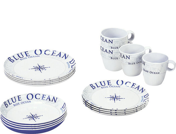 Geschirrset Melamin Brunner Blue Ocean 16-tlg.