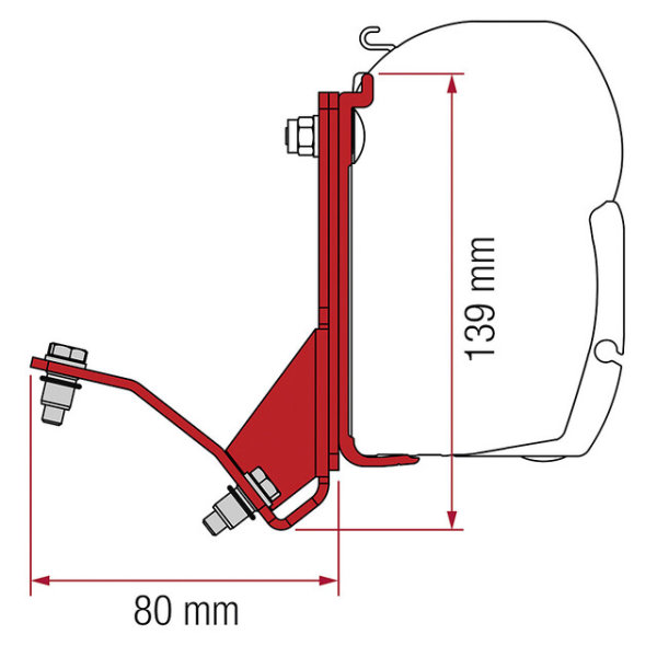 Adapterkit Fiamma 4-tlg. Fiat Ducato Hymercar zu Wandmarkise F45