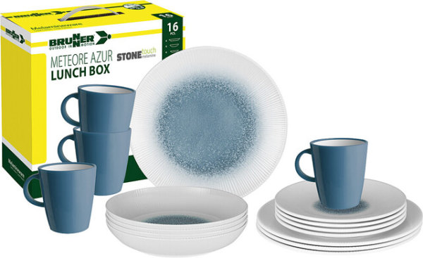 Crockery set melamine BRUNNER Meteore Azur 16 pcs. Colour white / blue