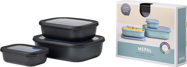 Set boîtes multifonction MEPAL Cirqula rectangulaire 3 pcs nordic black