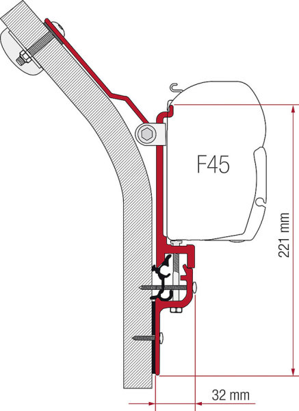 Kit adaptateur 3 pces pour store mural Fiamma F45 S / F45 L Eriba Touring