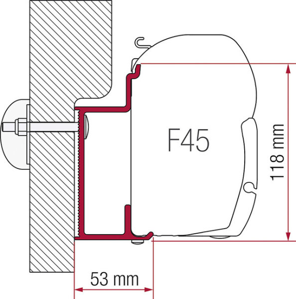Adaptateur pour store mural Fiamma F45 S / F45 L 450 cm Eura Mobil Karmann