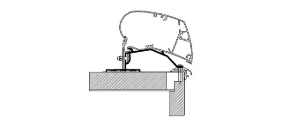 Adapterschiene 550 cm zu Dachmarkise Thule Omnistor Serie 6 / 9 Fendt Roof