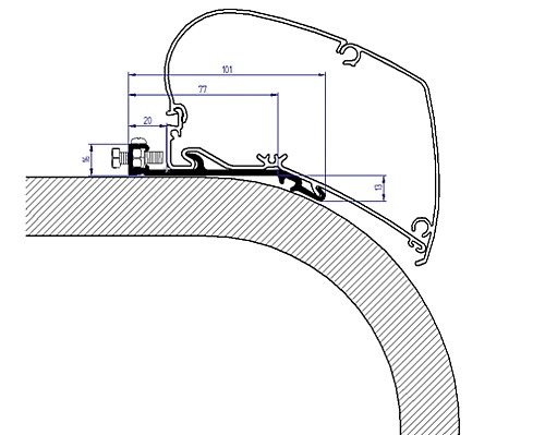 Adapterschiene 350 cm zu Dachmarkise Thule Omnistor Serie 6 / 9 Flach Adapter