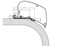 Adapter rail 350 cm for Thule Omnistor roof awning Series...